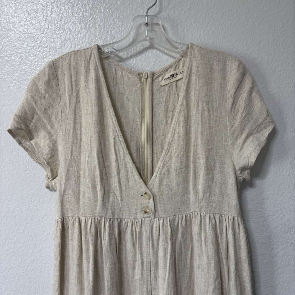 NATURAL LIFE XS/S Womens Rayon Linen Blend Jumpsuit Romper Wide Leg Casual Boho - Picture 3 of 12